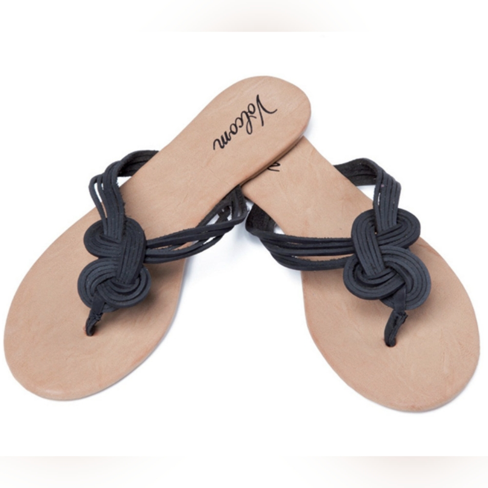Volcom knotted "Happy Me" leather flip flops